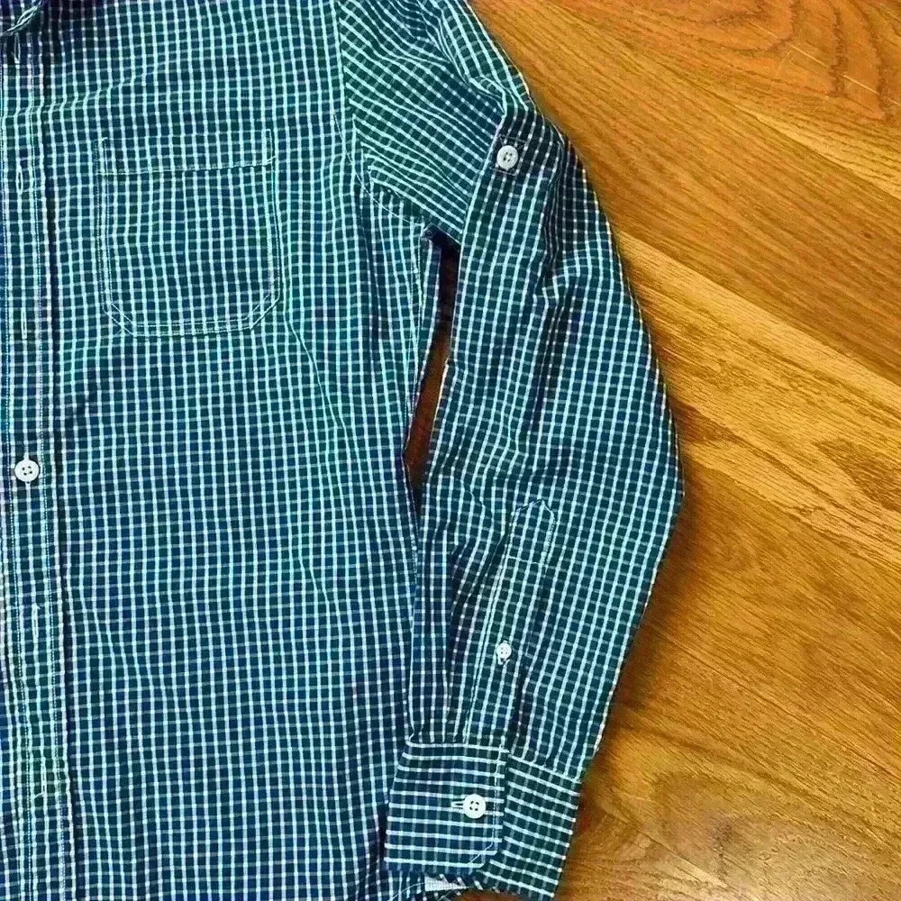 American Eagle Men's Size Small Long Sleeve, Button Down Blue Plaid Oxford Shirt - Picture 5 of 6